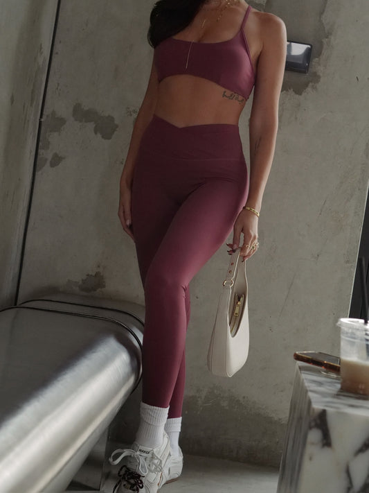 Dark Cherry V Leggings